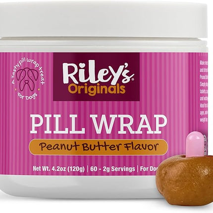 Riley's Pill Wrap for Dogs - Delicious Peanut Butter Flavored Pill Paste for Dogs - Wrap Pills, Capsules, Tablets in a Pocket or Pouch to Mask The Taste & Make Pill Time Easy - 4.2 oz