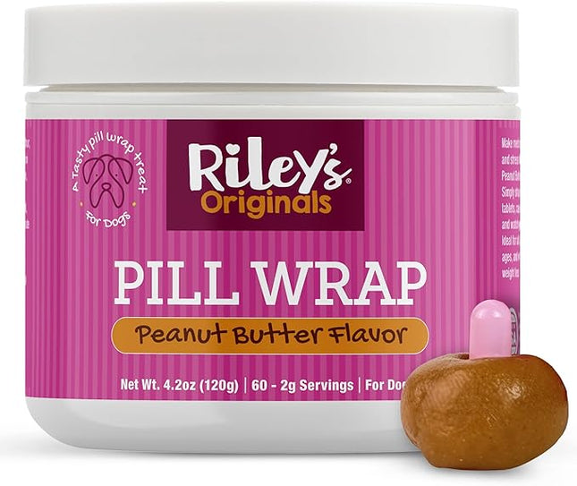Riley's Pill Wrap for Dogs - Delicious Peanut Butter Flavored Pill Paste for Dogs - Wrap Pills, Capsules, Tablets in a Pocket or Pouch to Mask The Taste & Make Pill Time Easy - 4.2 oz
