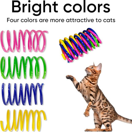 AGYM Cat Spring Toys, 30 Pack Cat Spiral Springs for Indoor Cats, Colorful & Durable Plastic Spring Coils Attract to Swat, Bite, Hunt, Interactive Toys for Kittens