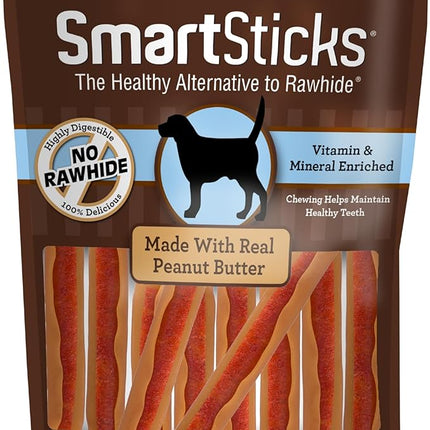 SmartBones SmartSticks With Real Peanut Butter Rawhide-Free Chews For Dogs, 10 Count
