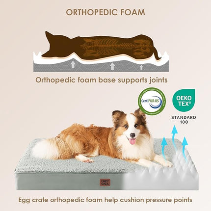 EHEYCIGA Orthopedic XXL Dog Beds for Jumbo Dogs with Removable Washable Cover,Greyish Green, 50x36