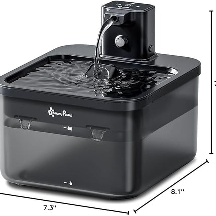 DownyPaws Cat Water Fountain Cordless, 84oz/2.5L Fursink Wireless Pet Water Fountains for Cats Indoor, Battery Operated Cat Drinking Fountain with Motion Sensor, Ultra Quiet Pump, BPA-Free, Black