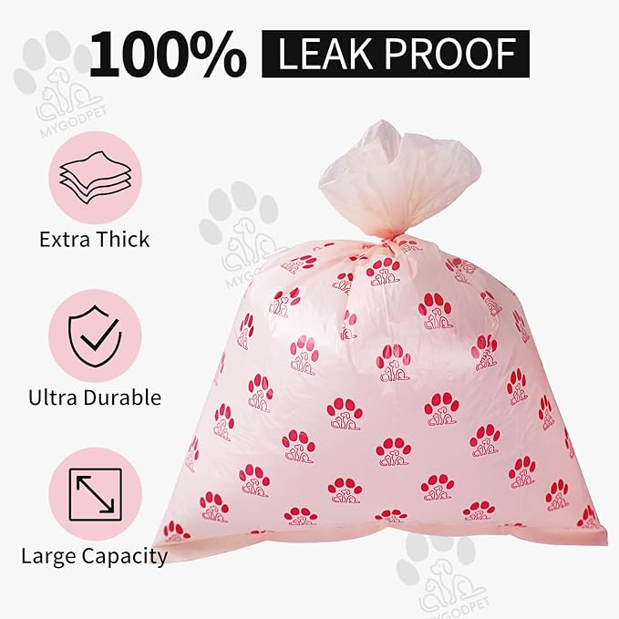 Dog Poop Bags Rolls with Dispenser 150 Count Biodegradable Poop Bags for Dog and Cat Cherry Blossom Scented Waste Bag Leak Proof Doggie Poop Bag Doggy Trash Bag Pink