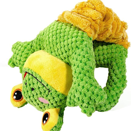 Dog Tug Toy, Durable Dog Toys Large Breed, Tug of War Dog Squeaky Toy, Stuffed Plush Dog Toys with Crinkle Paper for Small, Middle, and Big Dogs(Tug of War Series, Frog)