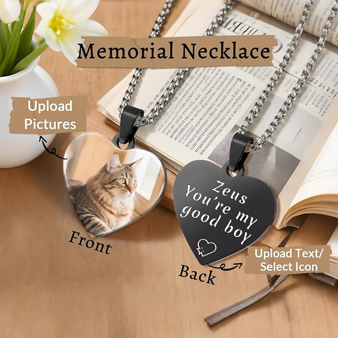 Custom Pet Necklace, Personalized Dogs Necklaces for Women, Dogs Remembrance Jewelry, Picture Necklace Personalized Photo, Customized Dog Memorial Gifts for Loss of Dog