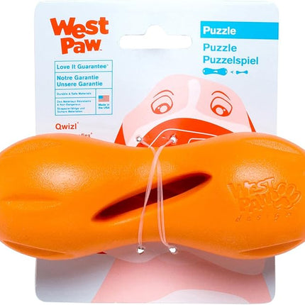 West Paw Zogoflex Qwizl Interactive Treat Dispensing Dog Puzzle Treat Toy for Dogs, Tangerine, Small