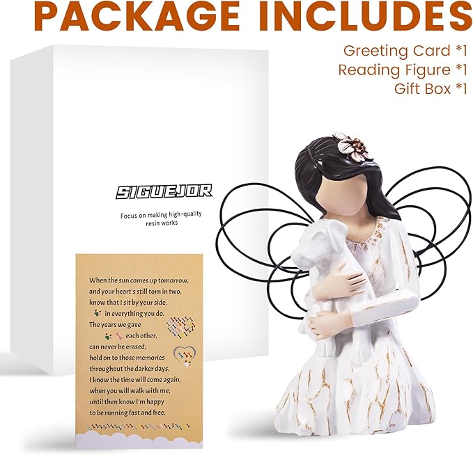 Loss of Dog Sympathy Gift, Dog Memorial Gifts, Angel Figurine, Remembrance Keepsake, Pet Sympathy Gift(White)