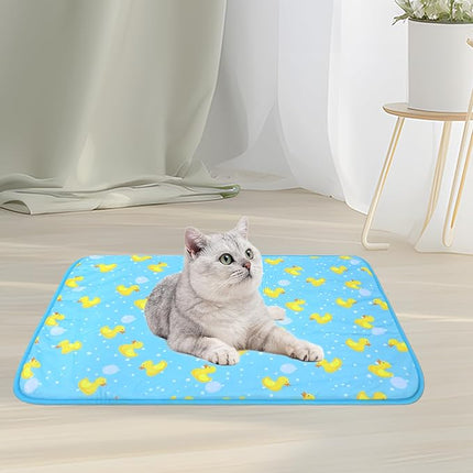 NACOCO Summer Pet Cooling Mat - Cat Dog Cushion Pad Sleeping Cool Ducks Comfortable Soft for Pets Kids and Adults (Blue Duck, M)