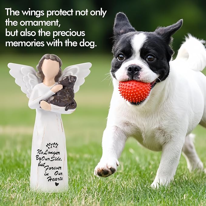 Loss of Dog Sympathy Gift, Dog Memorial Gifts, Angel Figurine, Remembrance Keepsake, Pet Sympathy (Brown-S Size)