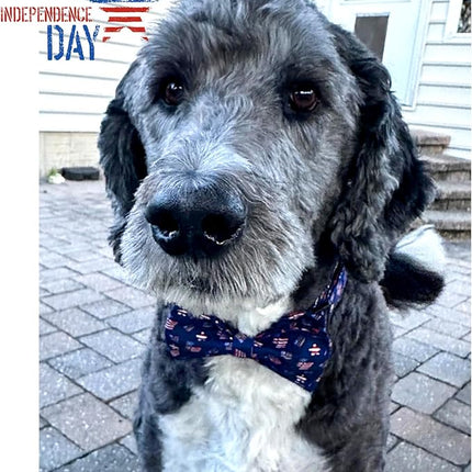 Lionheart glory American Flag Dog Collar 4 of July Independence Patriotic Dog Bow Collars Heavy Duty Adjustable Soft Collar with Bowtie for Medium Dogs Pet Gift