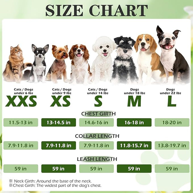 EXPAWLORER Small Dog Harness and Leash Set - Cute Puppy Harness Leash Dog Collar with AirTag Holder Silicone Case, Soft Padded Step in Pet Vest Reflective for Outdoor Walking, Star-Moon M