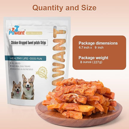 Dog Treats, Chicken Wrapped Sweet Potato Dog Snacks, Puppy Training Snacks Rawhide Free Treats 0.5lb/227g