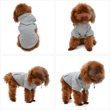 Lovelonglong Blank Basic Hoodie Sweatshirt for Dogs 100% Cotton Fits Small Medium Dachshund Large Dog Gray S