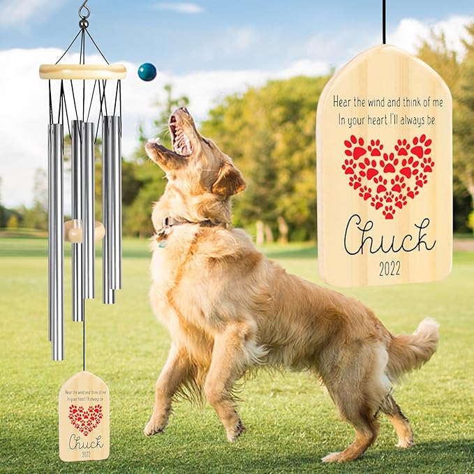 Dog Memorial Gifts, Jocidea Personalized Pet Memorial Wind Chime, Loss of Dog Sympathy Gift, Pet Remembrance Gifts, in Memory of Dog Cat, Loss of Pet - I'll Always Be