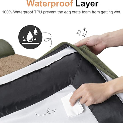 Small Dog Bed Orthopedic Washable: Beds Bolster Small Sized Dogs Cats Bed Egg Crate Foam Couch Sofa Waterproof with Removable Cover - Dark Green