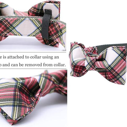 ARING PET Christmas Dog Collar Bowtie, Cute Red Green Xmas Holiday Pet Collars with Bow for Puppy Small Medium Large Boy Girl Dogs-XL