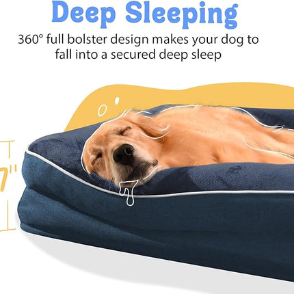 Removable Orthopedic Large Dog Bed -XL Large Dog Beds with Washable Cover and Removable Bolsters Non-Slip Bottom & Waterproof Pet Bed Sofa for Big Size Dogs