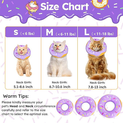 Cat Cone Collar Soft, Cat Recovery Collar for Wound Healing Cute Donut Adjustable Kittens Cones to Stop Licking Comfortable Lightweight Neck Elizabethan Collars for Cats Kittens After Surgery