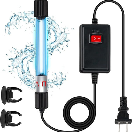 Aquarium UVC Clean Light Algae Clear Green Bloom Clean Fish Tank UVC Water Clean Lamp for Sump Pond Filter Tank (7W Without Timer)