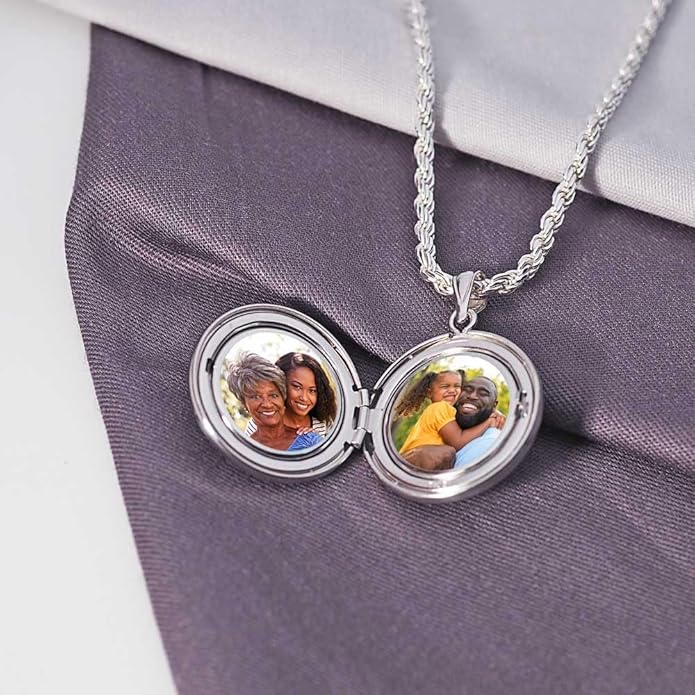 PicturesOnGold.com Sterling Silver Dogs Paw Print Round Picture Locket - 3/4 Inch X 3/4 Inch and 1 Inch X 1 Inch