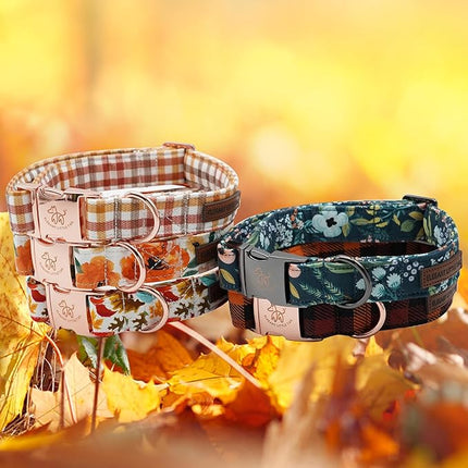 Elegant little tail Dog Collar, Floral Pet Collar Durable Darkblue Flower Dog Collars Male or Female Holiday Pet Gift Adjustable Dog Collar for X-Small Dogs