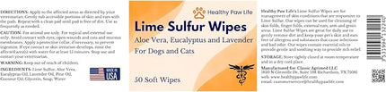Lime Sulfur Wipes - Relief for Itching, Scratching, and Redness - Infused with Lime Sulfur, Aloe & Essential Oils - Skin Care Solution for Pets (50ct, 2" Skin Soothe Wipes)