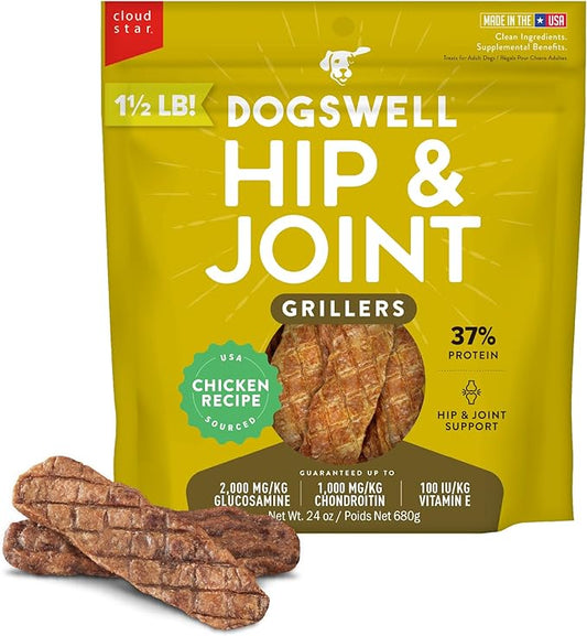 Dogswell Hip & Joint Grillers Dog Treats, Chicken, 24 Oz. Pouch