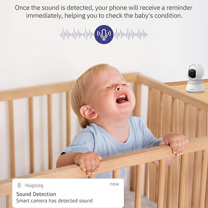 Hugolog 3K 5MP Indoor Pan/Tilt Security Camera with Auto-Focus,2.4 GHZ/5 GHZ,Ideal for Baby Monitor/Pet Camera,Starlight Color Night Vision,Human/Pet AI,Noise Reduction,US Cloud,Works with Alexa