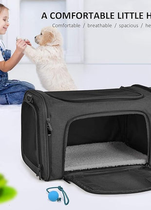 Cat Carriers Dog Carrier Pet Carrier for Small / Medium Cats Dogs Puppies (Up To 15lbs), TSA Airline Approved Small Dog Carrier Soft Sided, Collapsible Waterproof Travel Puppy Carrier -Black