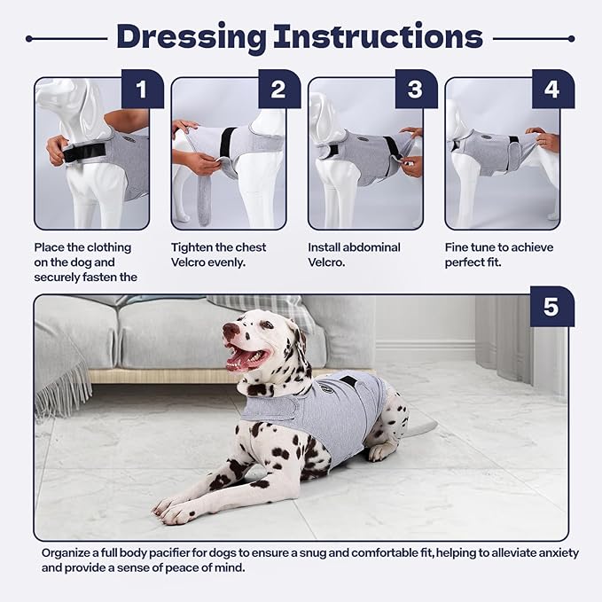 Dog Anxiety Vest and Shirt, Skin-Friendly Calming Shirt - Thunder Jacket for Pet Vet Visits - Dog Jacket for Thunder, Fireworks, Anti Anxiety Vest for Pet Without Medicine & Training