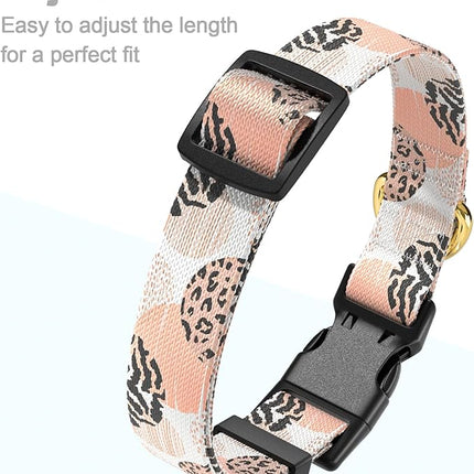 Rnivvi Dog Collar for Medium Dogs, Cute Heavy Duty Adjustable Puppy Collar with Quick Release Buckle for Boy Girl & Female, Pet Accessories for Walking Running, M Length 1" Width, Modern Abstract Art