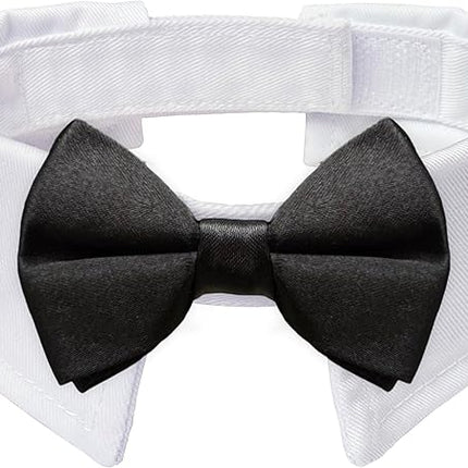 Dog Bowtie, KOOLMOX Dog Bow Tie Collar Handcrafted Adjustable Formal Pet Black Bowtie Neck Bow for Dogs Medium to Large Boy Dogs Tuxedo Collar Pet Wedding Birthday Gift