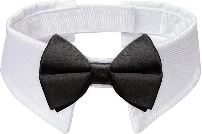 Dog Bowtie, KOOLMOX Dog Bow Tie Collar Handcrafted Adjustable Formal Pet Black Bowtie Neck Bow for Dogs Medium to Large Boy Dogs Tuxedo Collar Pet Wedding Birthday Gift
