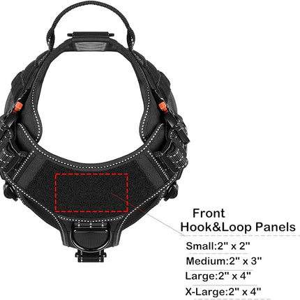 ICEFANG Tactical Dog Harness, X-Large Size,2X Metal Buckle,Working Dog MOLLE Vest with Handle,No Pulling Front Leash Clip,Hook and Loop Panel (Black,XL (Pack of 1))