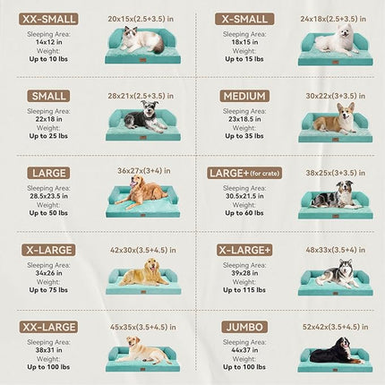 Large Dog Bed Orthopedic Washable, Orthopedic Dogs Bed with Removable Bolsters, Washable Beds for Large Dogs, Waterproof Pet Beds and Non-Slip Bottom, Extra Aqua Blue XXXLarge Dog Sofa