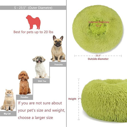 Calming Dog Bed - 23 Inch Dark Gray Donut Bed for Small & Medium Dogs, Anti-Anxiety, Washable, Fits up to 15 lbs