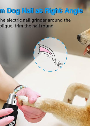 Casfuy Dog Nail Grinder Upgraded - Professional 2-Speed Electric Rechargeable Pet Nail Trimmer Painless Paws Grooming & Smoothing for Small Medium Large Dogs & Cats (Black)