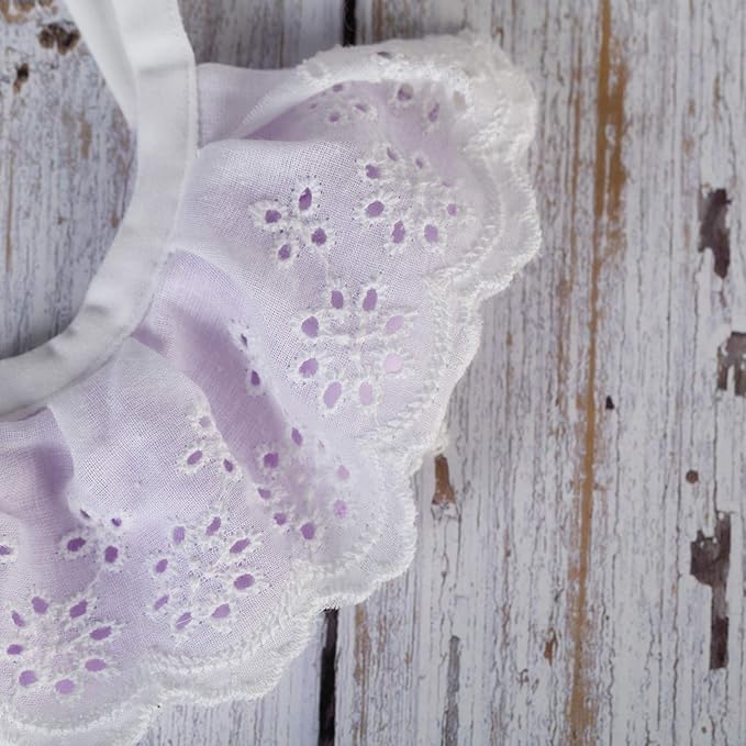 2PCS Dog Cat Collar Water Drop Pearl Bow Lace Pet Bib Cute Scarfs Necklace Neck Strap for Pet Costume Supplies Purple XS