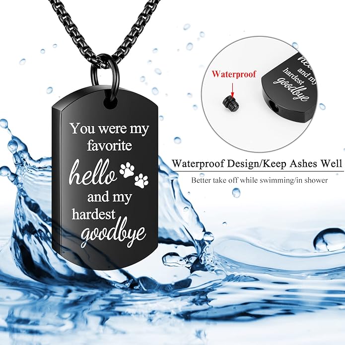 abooxiu Cremation Jewelry for Ashes Urn Necklace for Ashes Memorial Dog Ashes Necklace Cremation Necklace Pet Keepsake Necklace Pawprint Ashes Holde Necklace