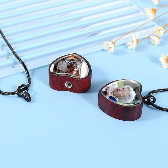 Farfume Personalized Pet Urn Necklace for Dog Cat Ashes Cremation Pet Memorial Customized Photo Text Engraving Pendant Keepsake Funeral Jewelry