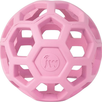 JW Pet HOL-ee Roller™, Dog Toy Puzzle Ball, Natural Rubber, Small (3 Inch Diameter), Pink
