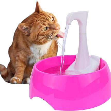 Aqua First Pet Water Fountain - Automatic Drinking Bowl for Cats and Dogs - Light and Portable - Replaceable Filters - Ergonomic Design - 1.2L/42 fl oz - Pink