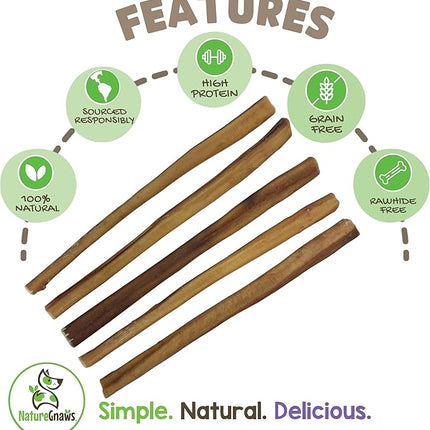 Nature Gnaws Large Bully Sticks for Dogs 11-12" (5 Count) - Thick Long Lasting for Aggressive Chewers and Large Dogs - Natural Beef Dog Chew Bones