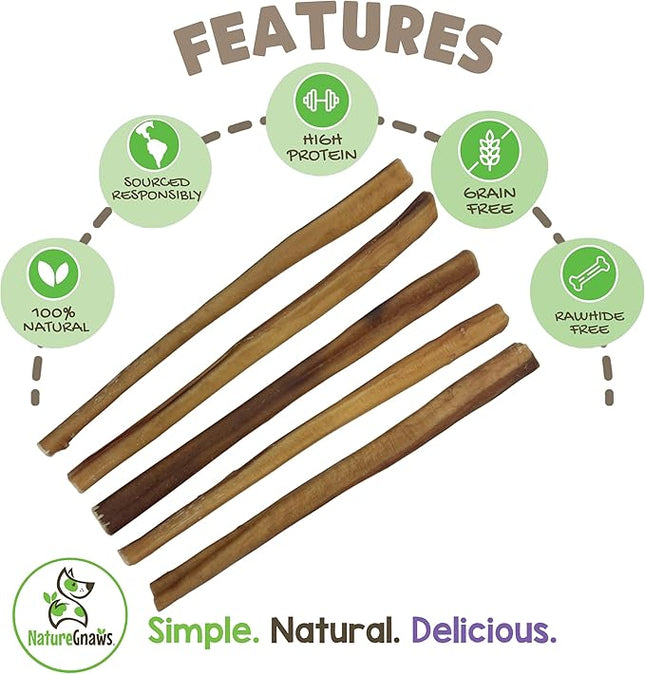 Nature Gnaws Large Bully Sticks for Dogs 11-12" (5 Count) - Thick Long Lasting for Aggressive Chewers and Large Dogs - Natural Beef Dog Chew Bones