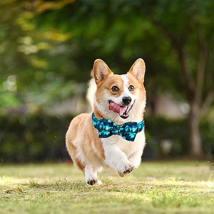 Lionheart glory Dog Bow Collar Green Spring Summer Cute Collars for X-Small Dogs, Soft Duty Adjustable Dog Collar with Bowtie Puppy Collars Bows Pet Gift