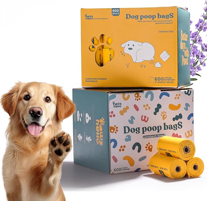 Dog Poop Bags Rolls Guaranteed Leak Proof and Extra thick Poop Bags for Dogs,600 Count 40 Rolls,Lavender Scented, Doggie Poop Bag for Puppy and Big Dogs