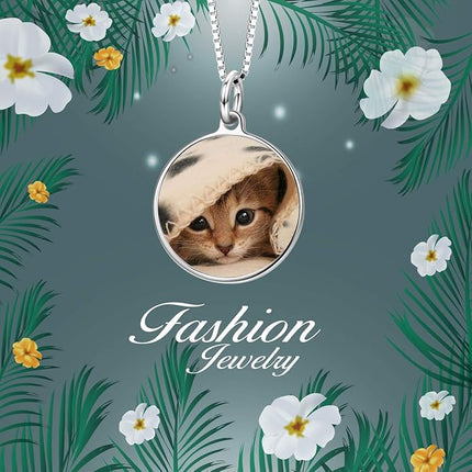 LONAGO Full Color Photo Picture Personalized Necklace Custom Etched Dog Tag Image Pendant with Message Name