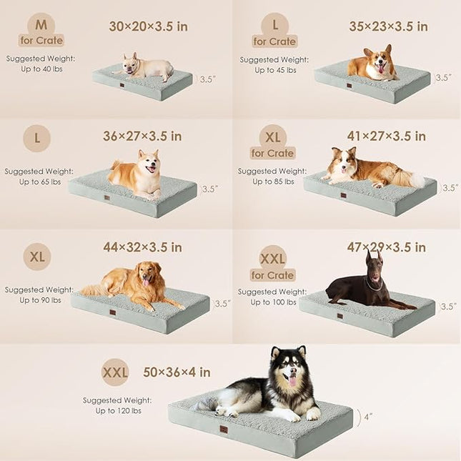 EHEYCIGA Washable Dog Beds for Extra Large Dogs, XL Dog Bed with Removable Cover for Crate, Orthopedic Foam Pet Bed Dog Mat Mattress Cushions for Extra Large Dogs, Greyish Green(41 x 27)