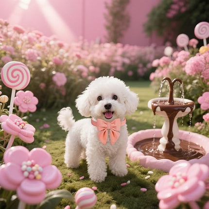 Maca Bates Candy Pink Dog Collar with Cute Solid Sailor Bow Tie for Medium Girl Boy Dogs,Girly Adjustbale Durable Breakaway Soft Collars with Bowtie for Female Male Puppy,Pet with Metal Buckle