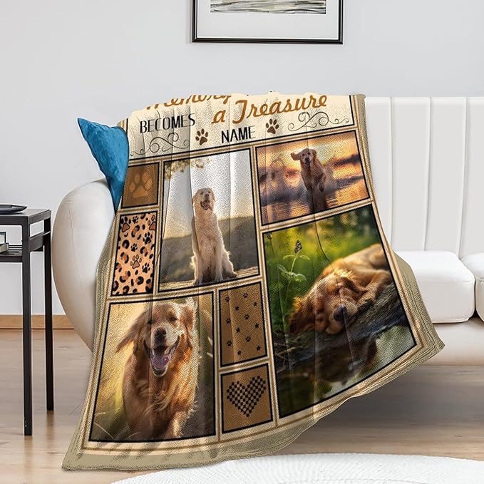 Custom Dog Memorial Gifts for Loss of Pet Cat, Personalized Dog Memorial Blanket with Photos, Pet Memorial Gifts, Pet Loss Gifts, Pet Memorial Throw Blanket, Remembrance Sympathy Bereavement Gifts